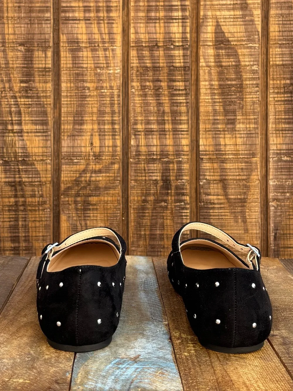 Journee Carrie Black Maryjanes With Silver Button Polka Dots